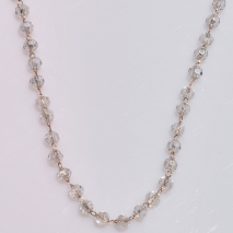 Necklace faux bijoux rosario with white crystals in pale gold color BZ-NK-00364 image 3