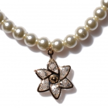Necklace faux bijoux set with earrings star with pearls in pale gold color BZ-NK-00374 image 3