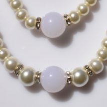 Necklace faux bijoux set with bracelet and earrings with pearls in silver color BZ-NK-00375 image 3