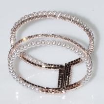 Bracelet faux bijoux bangle with pearls and crystals in rose gold color BZ-BR-00432