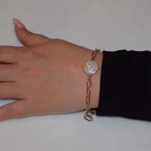 Bracelet stainless steel chain with white crystals in rose gold color BZ-BR-00452 Image 2