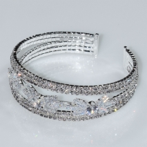 Bracelet faux bijoux brass bangle stars with white crystals in silver color BZ-BR-00464 Image 2