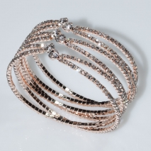 Bracelet faux bijoux brass bangle with white crystals in rose gold color BZ-BR-00467 Image 3