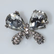 Brooch faux bijoux butterfly with crystals in silver color BZ-KR-00059 Image 2