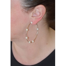 Earrings faux bijoux big hoops with pearls in silver color BZ-ER-00463 image 2