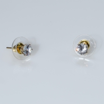 Σκουλαρίκια ατσάλινα (stainless steel) με μικρό λευκό κρύσταλλο σε χρυσό χρώμα BZ-ER-00581 Εικόνα 2
