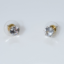 Σκουλαρίκια ατσάλινα (stainless steel) με λευκό κρύσταλλο σε χρυσό χρώμα BZ-ER-00582 Εικόνα 2