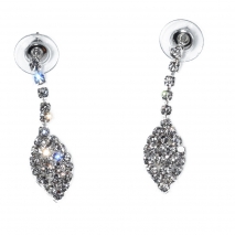 Necklace faux bijoux statement set with earrings in silver color with white crystals BZ-NK-00385 Image Earrings