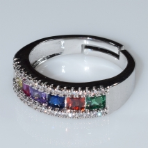 Ring faux bijoux wedding ring with multi color crystals in silver color BZ-RG-00418 Image 2