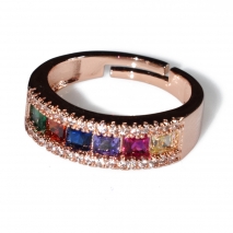 Ring faux bijoux wedding ring with multi color crystals in rose gold color BZ-RG-00419 Image 2