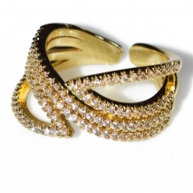 Ring faux bijoux with white crystals in gold color BZ-RG-00430 Image 2
