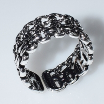 Ring faux bijoux brass chains in silver color BZ-RG-00436 Image 2