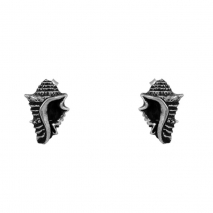 Χειροποίητα ασημένια σκουλαρίκια 925ο κοχύλια με μαύρη επιμετάλλωση ENG-KE-1939-M