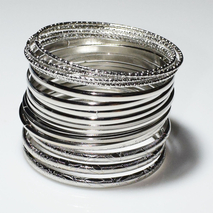 Bracelet faux bijoux brass rods set 18 bracelets in silver color BZ-BR-00503 Image 2