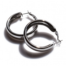 Earrings faux bijoux brass hoops in silver color BZ-ER-00655 image 3