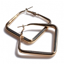 Earrings faux bijoux brass hoops rhombus in gold color BZ-ER-00662 image 3
