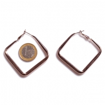 Earrings faux bijoux brass hoops rhombus in rose gold color BZ-ER-00663 compare size to 1 euro coin