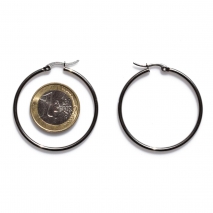 Earrings stainless steel hoops in silver color BZ-ER-00664 compare size to 1 euro coin