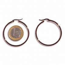 Earrings stainless steel hoops in rose gold color BZ-ER-00666 compare size to 1 euro coin