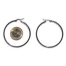 Earrings stainless steel hoops in silver color BZ-ER-00667 compare size to 1 euro coin