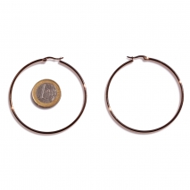 Earrings stainless steel hoops in rose gold color BZ-ER-00672 compare size to 1 euro coin