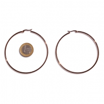 Earrings stainless steel hoops in rose gold color BZ-ER-00675 compare size to 1 euro coin