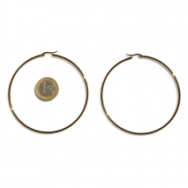 Earrings stainless steel hoops in gold color BZ-ER-00677 compare size to 1 euro coin