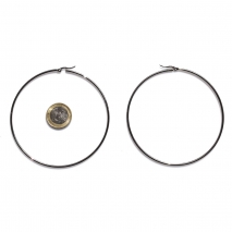 Earrings stainless steel hoops in silver color BZ-ER-00679 compare size to 1 euro coin