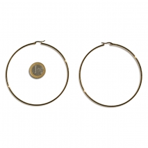 Earrings stainless steel hoops in gold color BZ-ER-00680 compare size to 1 euro coin