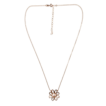 Handmade sterling silver necklace Eight-NK-00390 flower with rose gold plating and semi-precious stones (pearls) Image 2