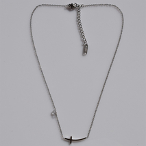 Necklace stainless steel cross with white crystals in silver color BZ-NK-00408 Image 3