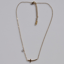 Necklace stainless steel cross with white crystals in gold color BZ-NK-00409 Image 3