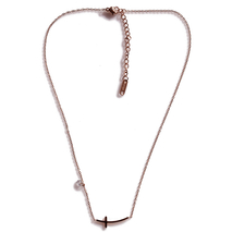 Necklace stainless steel cross with white crystals in rose gold color BZ-NK-00410 Image 2