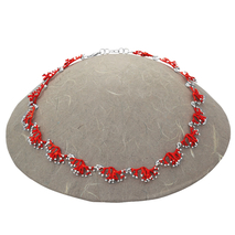 Handmade sterling silver necklace with platinum and red plating ENG-KM-2204-R Image 2