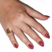 Δαχτυλίδι φο μπιζού ορείχαλκος γυναικείο πρόσωπο σεβαλιέ σε χρυσό χρώμα BZ-RG-00472 Εικόνα στο χέρι