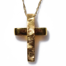 Χειροποίητος ασημένιος σταυρός 925ο με αλυσίδα και κορδόνι σε ματ χρυσή επιμετάλλωση IJ-090003B
