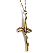 Χειροποίητος ασημένιος σταυρός 925ο με αλυσίδα και κορδόνι σε χρυσή επιμετάλλωση IJ-090012B Εικόνα 2