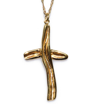 Χειροποίητος ασημένιος σταυρός 925ο με αλυσίδα και κορδόνι σε χρυσή επιμετάλλωση IJ-090012B