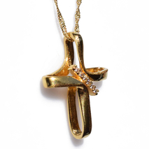 Χειροποίητος ασημένιος σταυρός 925ο με αλυσίδα και κορδόνι σε χρυσή επιμετάλλωση με ζιργκόν IJ-090017B Εικόνα 2