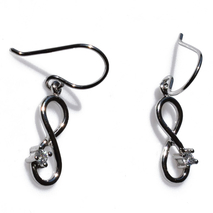 Handmade sterling silver earrings 925o infinity with silver plating and white zirconia IJ-020499E Image 3