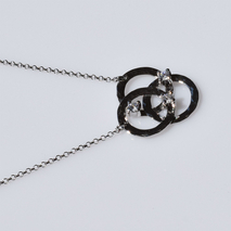 Handmade sterling silver necklace 925o forged three circles with silver plating and white zirconia IJ-040004A Image 4