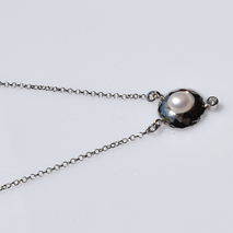 Handmade sterling silver necklace 925o forged with silver plating and white pearls and white zirconia IJ-040009A Image 4