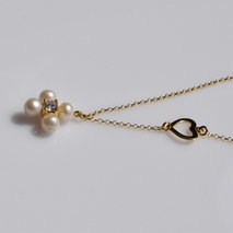 Handmade sterling silver necklace 925o heart cross with gold plating and white pearls and white zirconia IJ-040015B Image 3