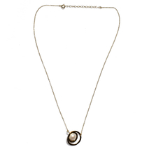 Handmade sterling silver necklace 925o forged two circles with gold plating and white pearls IJ-040044B Image 2
