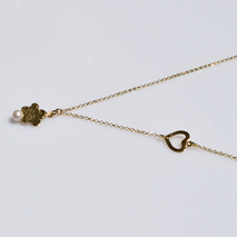 Handmade sterling silver necklace 925o forged heart flower with gold plating and white pearls IJ-040057B Image 3