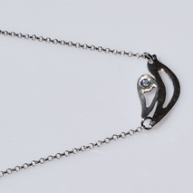 Handmade sterling silver necklace 925o crane with mat silver plating and white zirconia IJ-040059 Image 4
