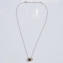 Handmade sterling silver necklace 925o forged eye with silver and gold plating and blue zirconia IJ-040074D Image 2