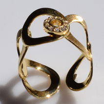 Χειροποίητο ασημένιο δαχτυλίδι 925ο σε ματ χρυσή επιμετάλλωση με λευκά ζιργκόν IJ-010004B Εικόνα 2