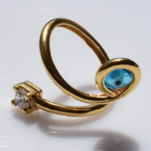 Handmade sterling silver ring 925o with gold plating and white zirconia and evil eye IJ-010012B Image 4