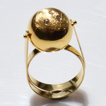 Handmade sterling silver ring 925o sphere with mat gold plating and white zirconia IJ-010019B Image 3